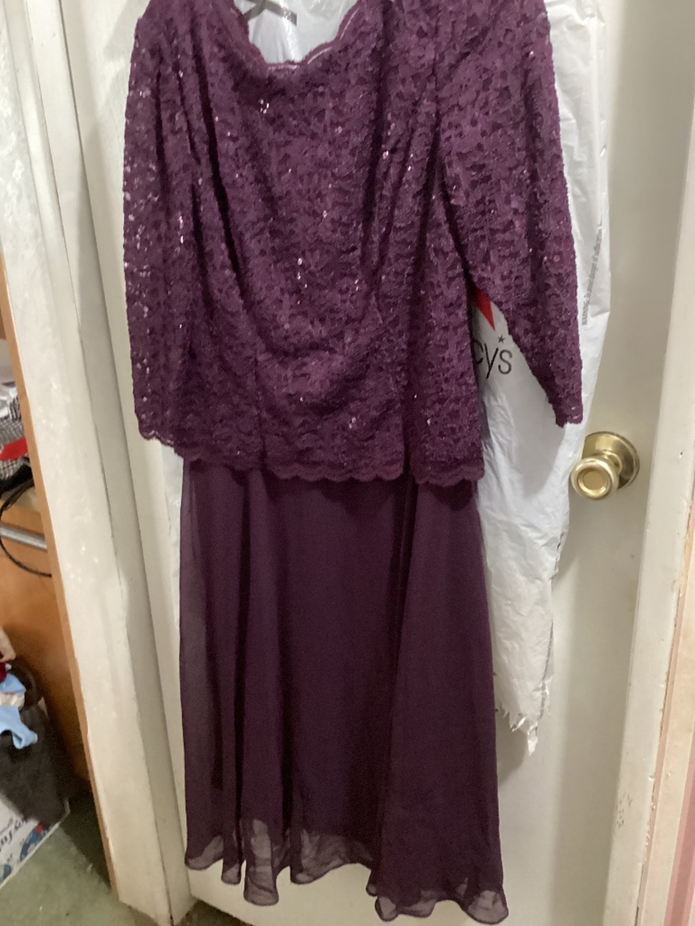 Alex Evening depopulated plum dress